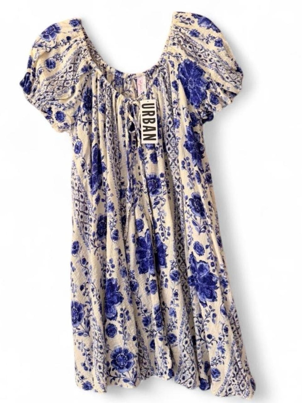 Urban Outfitters Out from Under Amara Blue Floral Cream Dress